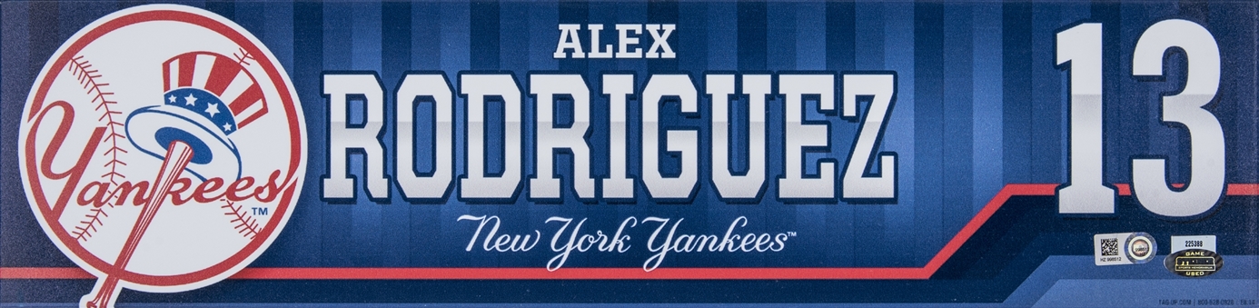 Alex Rodriguez Game Used New York Yankees Locker Room Name Plate (MLB Authenticated & Yankees-Steiner)